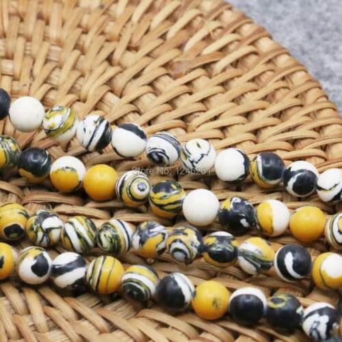 4 6 8 10 12mm Yellow Turkey Stone Jewelry DIY Loose Beads Accessory Part Howlite Lucky Stone Gifts Fashion Jewelry Making Design