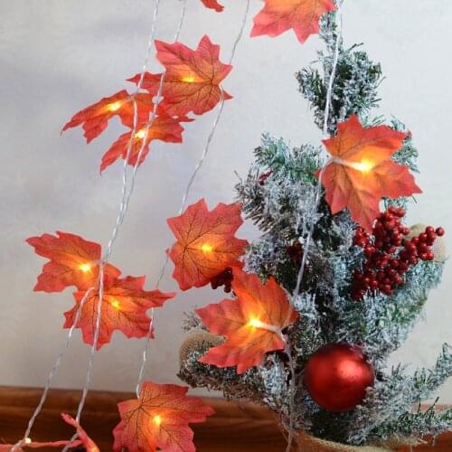 10/20 LED Maple Leaf Light String Thanksgiving Decoration LED String Lights for Halloween Autumn Christmas Party Supplies