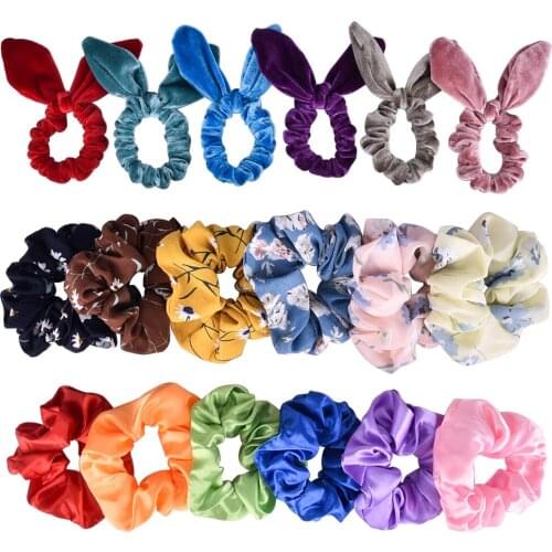 18Pcs/Set Elastic Hair Bands For Women Girls Velvet Scrunchies Hair Ties Accessories Styling Tools Hair Rollers Head Dress