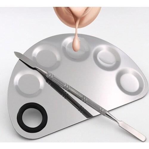 2019 Steel Makeup Mixer Nail Art Polish Mix Plate Makeup Color Palette Pallet 2019 Steel Plate Spoon Adjust Tool r20