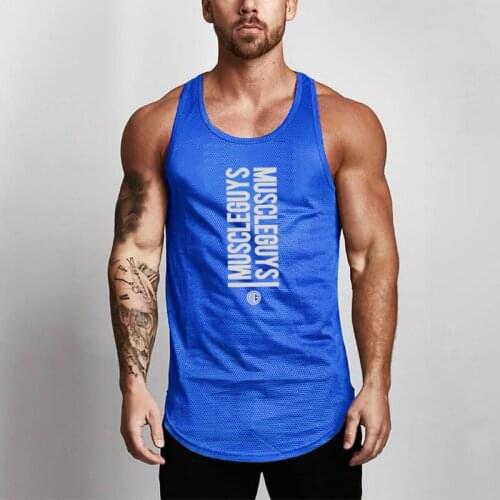 2021 Gyms Tank Tops Mens Mesh Waistcoat O-neck Body Building Tank Top Mens Sleeveless Muscle Man Fitness Tops