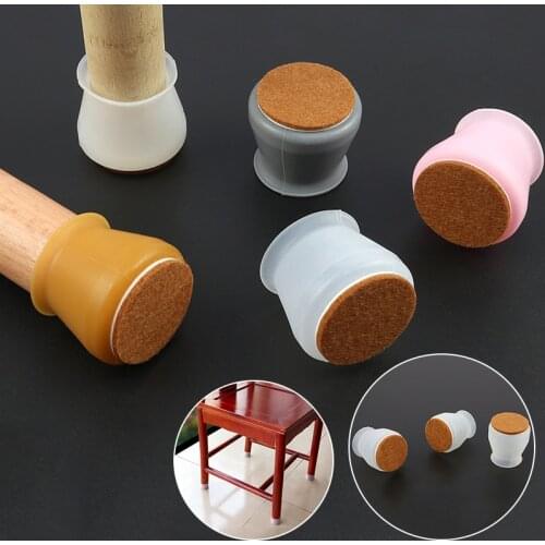 4PCS Anti Damp Non-Slip Floor Protectors Silicone Felt Bottom Chair Leg Covers Home Decoration