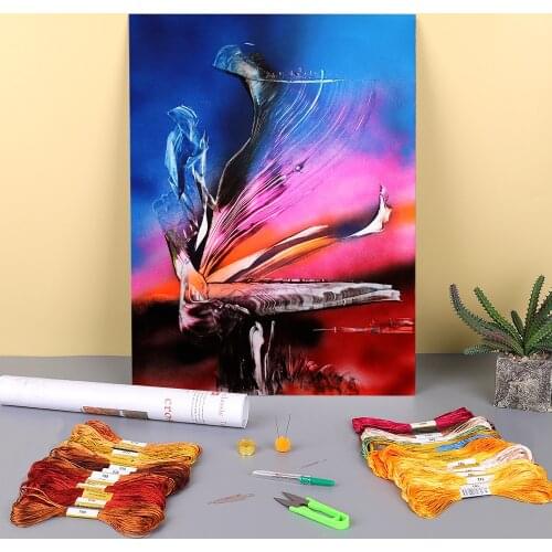 Abstract Hard And Soft Pre-Printed 11CT Cross Stitch Full Kit DIY Embroidery DMC Threads Needlework Hobby Handiwork Magic