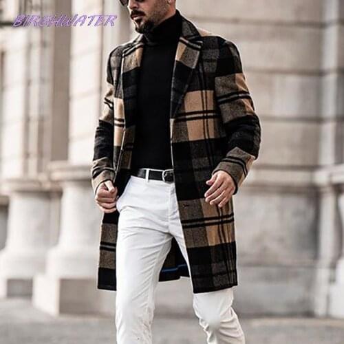 BIRGHWATER Men's Long Trench Coats