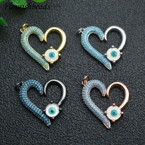 Pave Blue Turquoise Stone Beads Heart and Eye Shape Pendant DIY Parts Jewelry Makings Beautiful Accessories Fit Necklace10pcs