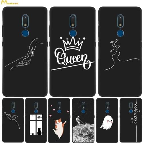 Queen Silicone Cover For Nokia C3 Mobile Phone Cases Black TPU Print Cute Husky Deer Pattern Fundas For Nokia Lumia C3 2020 New