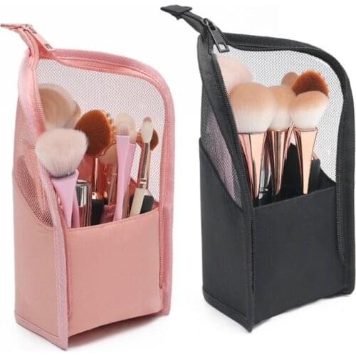 Travel Makeup Brush Bag Portable Cosmetic Brush Holder Organizer Waterproof Stand-Up Makeup Brush Pouch Toiletry Bag