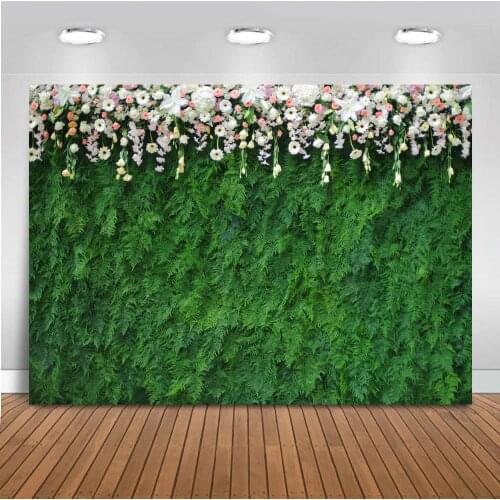 Green grass backdrop wedding bridal shower flower background for photography studio portrait forest photocall boda photo shoot