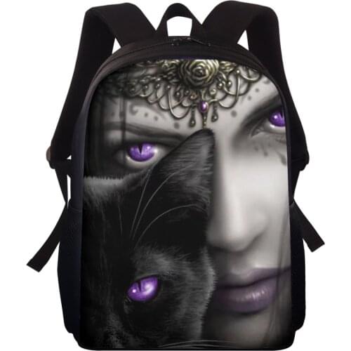 ELVISWORDS Customize Personality Backpack Fashion Gothic Dark Art Girl Print Knapsack For Women Men Boys School Bags New Mochila