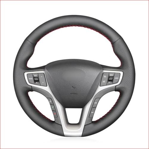 Black Artificial Leather Car Steering Wheel Cover for Hyundai I40 2011 2012 2013 2014 2015 2016 2017 2018 2019