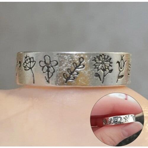 Simplicity Carved Dandelion Wildflowers Rings Vintage Delicate Bohemian Floral Daisy Women Men Ring Gift