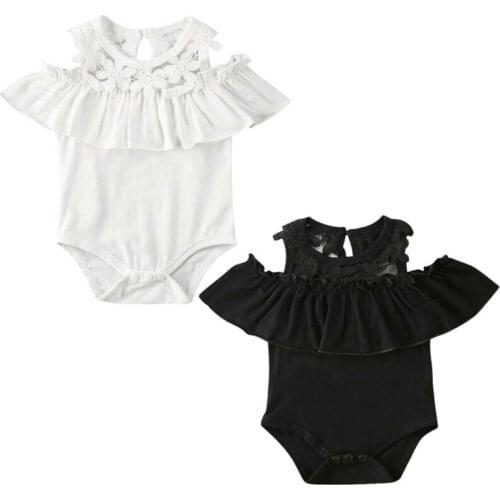 Newborn Baby Girl Summer Floral Clothes Lace Off Shoulder Jumpsuit Romper Outfits Princess Girl One Piece