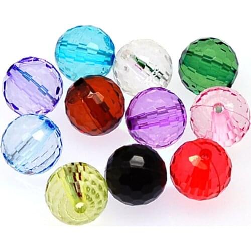 Miasol 8mm Transparent Acrylic Faceted Round Spacers Beads Disco Ball For Diy Handmade Jewelry Making Accessories