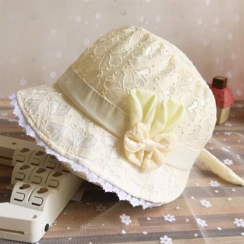 Cute Lace Breathable Baby Hat Girls Mesh Cap Bow-knot Basin Cap Sweet Hat Sunshade Toddler Caps Children Visor Hat