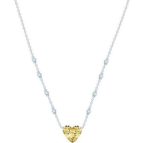 Fashion Real 925 Sterling Silver Simple Love Heart Zricon Pendant Necklace Women Luxury Brand Fine Party Jewelry