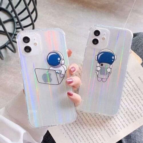 Gimfun Cartoon Cartoon Laser Phone Case for IPhone 12 11 Pro Max X XS XR Max 7 8 Plus Cute Stripe Clear Soft TPU Back Cover