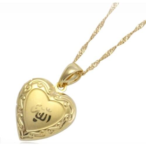 ALLAH MUSLIM heart shape fashion pendant & necklace for women & men, charm Islam Gift & Jewelry 2pcs/lot