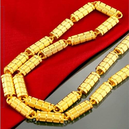 Luxury 14K Gold Mens Necklace for Wedding Engagement Jewelry Creative Personality Bamboo Chain Mans Necklaces New Year Gifts