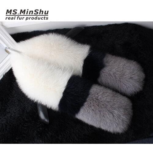 MS.MinShu Genuine Fox Fur Scarf Middle Length Luxury Real Fur Shawl Women Fox Fur Poncho Ladys Neck Warmer Lady Fox Fur Wrap