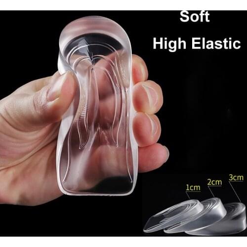Invisible Inner Heightening Insole Soft Anti skid Foot Care Protector Inserts Transparent Gel Lift Heel Shoe Pad for Unisex