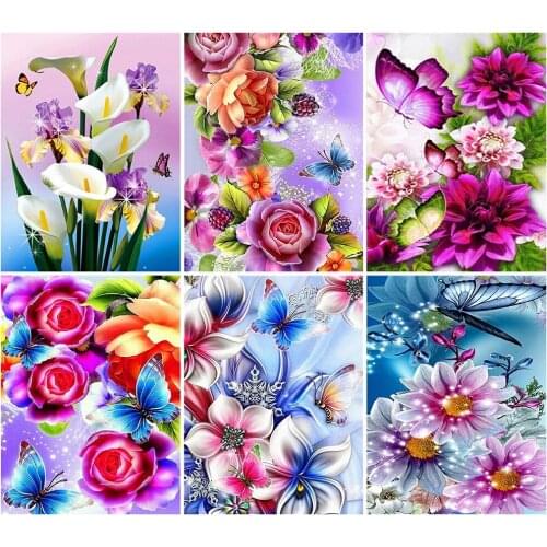 PDMDOG 5D DIY Diamond Painting Flowers Cross Stitch Wall Art Diamond Embroidery Rose Picture Of Rhinestones Home Decor