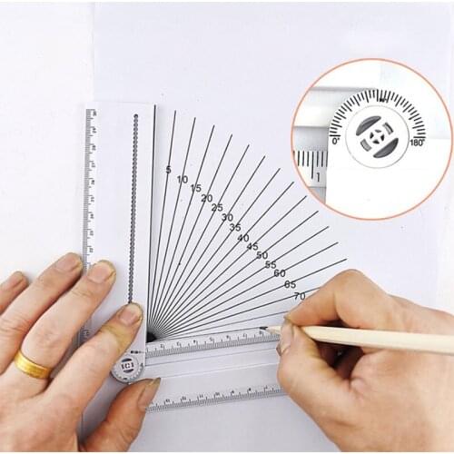 Transparent Rectangle Ruler Protractor Student Stationery Drawing Tool Supplies