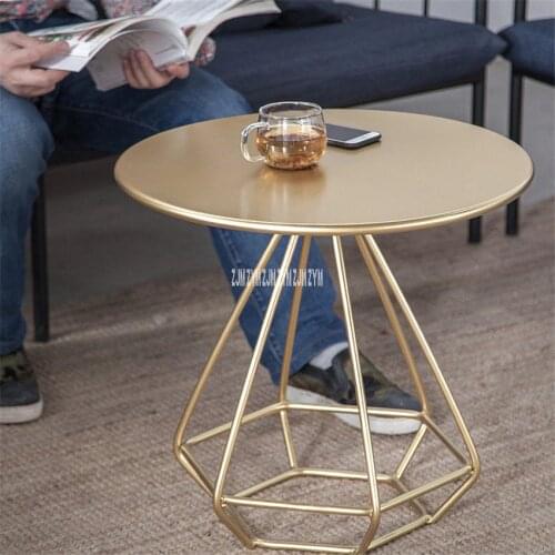QX-333 Simple modern lron Tea Table living room Small Sofa Side Table Household creative diamond Storage Round Coffee Table