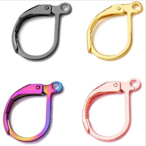 Stainless Steel 13x14mm 15pcs Gun Black Rose Gold Earring Hooks Ear Wire Setting Cameo Base Do Not Fade