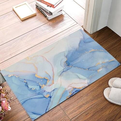 Blue Marble Doormat for Entrance Door Bathroom Hallway Non-Slip Rugs Home Decor Kitchen Mats