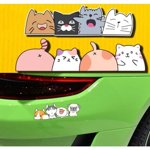 Car Styling Vinyl Decals Cute Animal Cute Peeping Dog Pig Cat Motorcycle Body Sticker