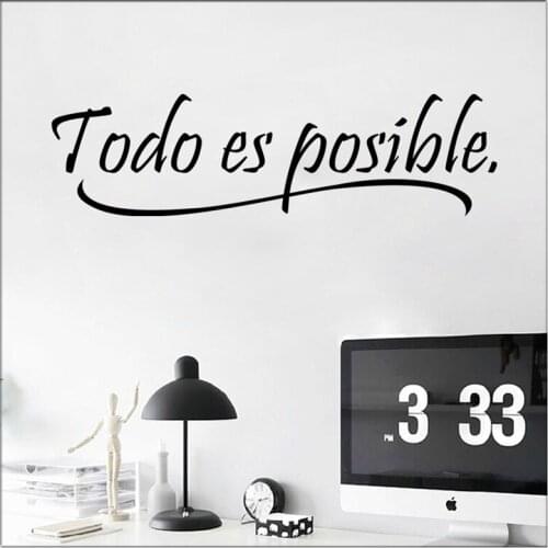 Everything Is Possible Spanish Inspiring Quotes Proverbs Wall Sticker For Kids Room Bedroom HomeDecor Removable Vinyl Stickers