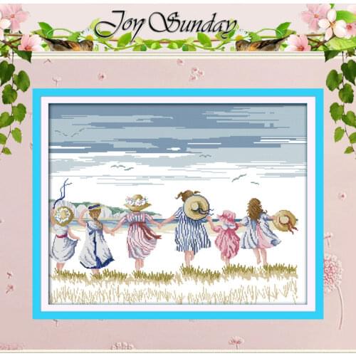 Sisters Painting Counted Cross Stitch wholesale child Cross Stitch 11CT 14CT Cross-Stitch Kit Handmade Embroidery for Needlework