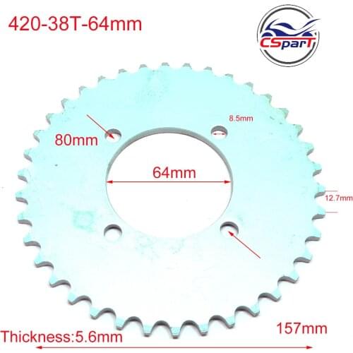 38 Tooth 420 64mm Rear Sprocket Pit Dirt Bike Parts ATV Go Kart 50CC 70CC 90CC 110CC 125CC 150CC