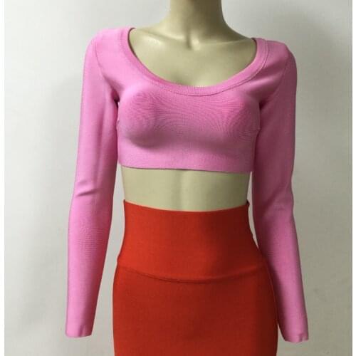 Women Fashion O-Neck Short Bandage Tops Evening Party Tops