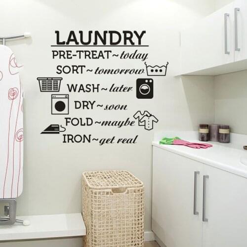 Laundry Service Sign Wall Decals Wash Dry Fold Quote Vinyl Murals Laundry Room Decoration Clothes Wash Logo Wall Sticker AZ989