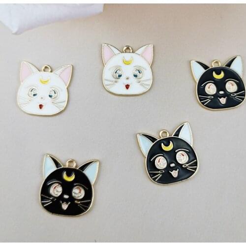 10pcs Cute Moon Cat Metal Charms Pendant Earring DIY Fashion Jewelry Accessories SO CUTE