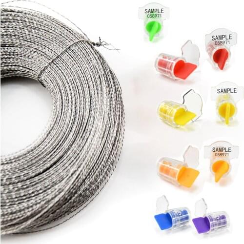 100pcs Twist Plastic Meter Seals High Electric Security Utility with Stainless Steel Wire (100m)