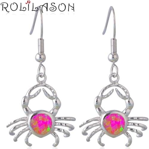 12 constellation Cancer High quality Pink Fire Opal Silver stamped Drop Earrings Wholesale Fashion Jewelry OE583