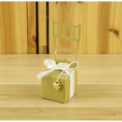20pcs Gold chair chocolate box packaging wedding gift box candy boxes with heart shaped window