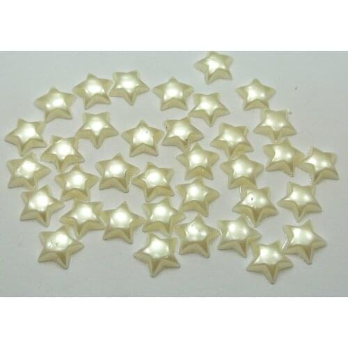 200 Ivory Acrylic Half Pearl Star Flatback Beads 10mm No Hole