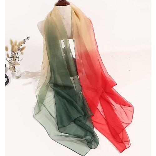 2020 NEW Gradient Beach translucent soft rayon silk print scarf square hijab cool shawl ladies foulard femme Scarves mujer
