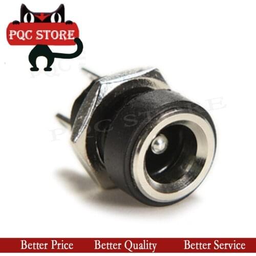 5Pcs 3A 12v Jack Socket Female Panel Mount Connector 5.5mm 2.1mm Plug Adapter 2 Terminal Types 5.5*2.1 For DC Power Supply