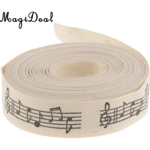MagiDeal 5 Yards Musical Note Printed Cotton Ribbon Gift Package Craft DIY Sewing Accessories 15mm