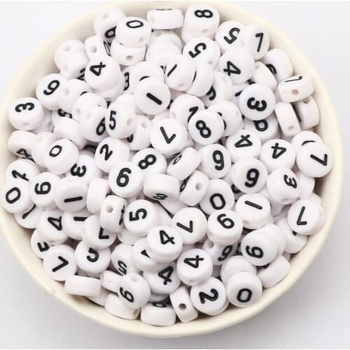 7mm White Black Mixed Digital Acrylic Beads Round Loose Spacer Beads For Jewelry Making DIY Crafts Scrapbooking Decoration