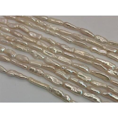 8x30mm bright white stick baroque freshwater pearl 925 silver clasp Necklace Woman Jewelry AAA Natural pearl