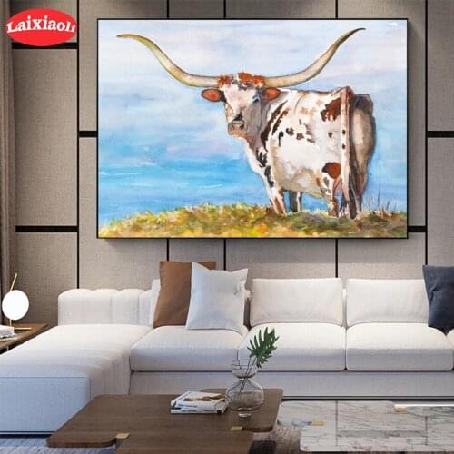Diamond Painting Abstract funny cartoon animal cow Full Drill Square DIY Diamond Embroidery Cross Stitch Mosaic round Home Decor