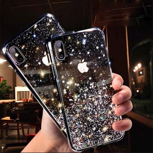 Luxury Bling Glitter Phone Case For iPhone 12 11 Pro Max XR XS X 8 7 6S 6 Plus Soft TPU Funda Shiny Sequins Star Cover