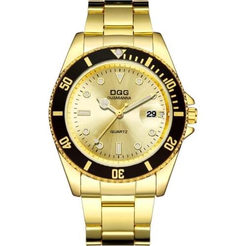 Luxury Brand DQG Stainless Steel Men Watches Gold Business Casual Quartz Wrist Watch Relogio Masculino Male Clock Reloj Hombre
