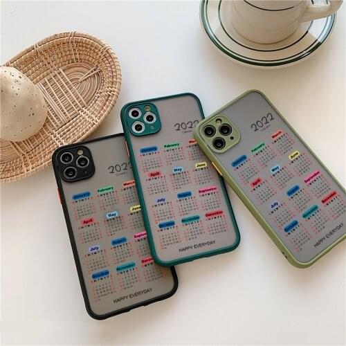 Phone Case TPU hard Shockproof Back cover 2021 calendar for IPhone 12 11 Pro Max mini for IPhone 6S 7 8 Plus X XR XS MAX SE 2