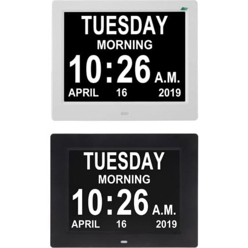 8" Inch IPS Digital Clock Calendar with Oversized Font Date Day Reminder for Elderly and Children Can Play Pictures/Music/Videos